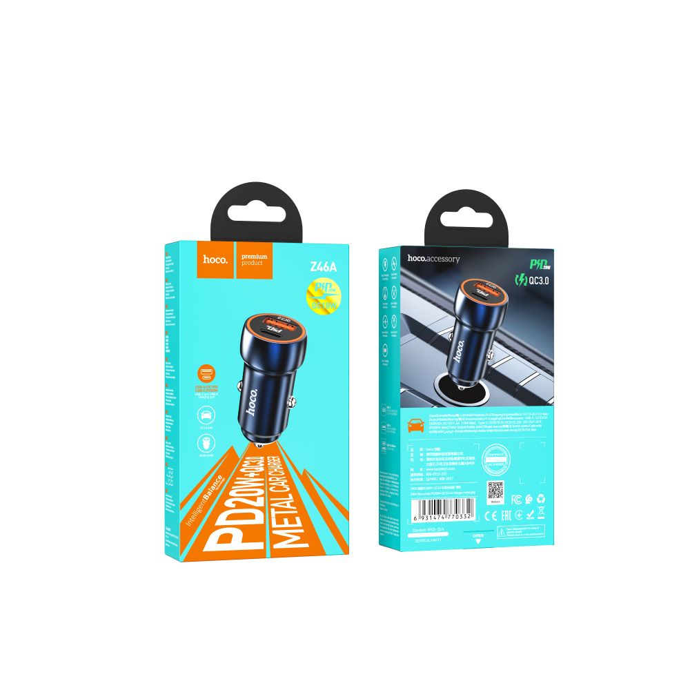 Car charger “Z46A Blue whale” PD20W + QC3.0 Car charger “Z46A Blue whale” PD20W + QC3.0